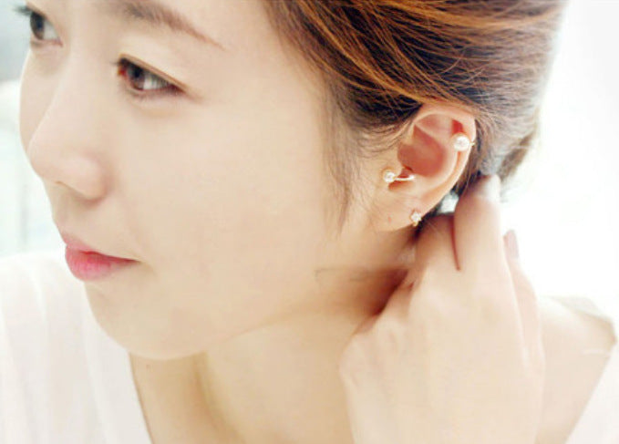 珍珠U形免耳洞耳夾－銀色大號8mm款細節2｜https://igowo.tw/