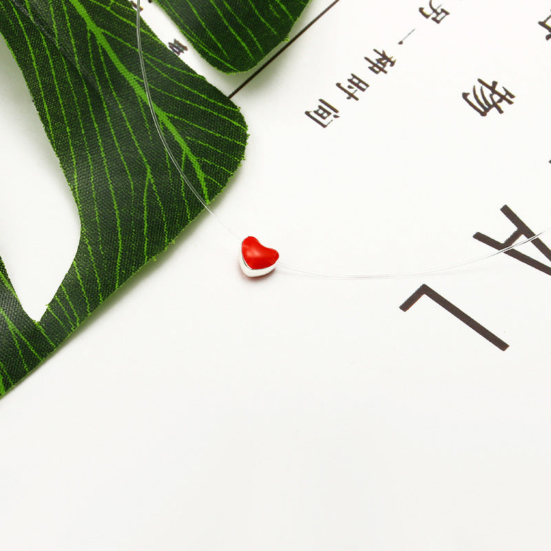 紅色琺瑯愛心項鍊－商品主圖｜https://igowo.tw/