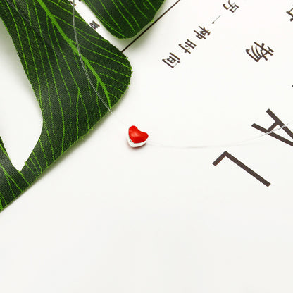 紅色琺瑯愛心項鍊－商品主圖｜https://igowo.tw/