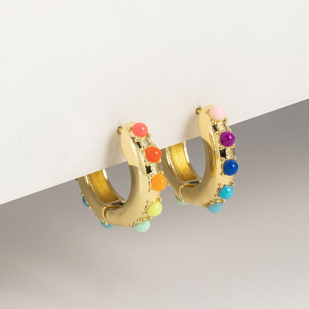 金色珍珠圓圈耳環－商品主圖｜https://igowo.tw/