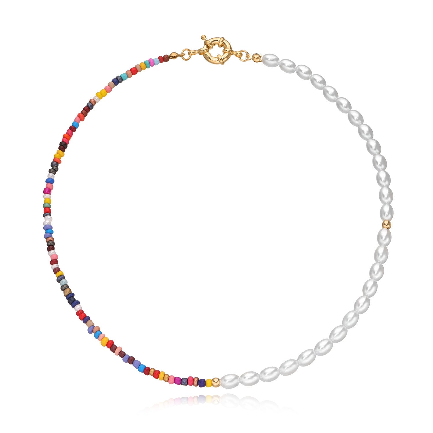 珍珠串珠編織項鍊－商品主圖｜https://igowo.tw/