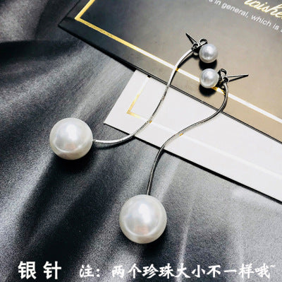 S925珍珠長版簡約耳釘－商品主圖｜https://igowo.tw/
