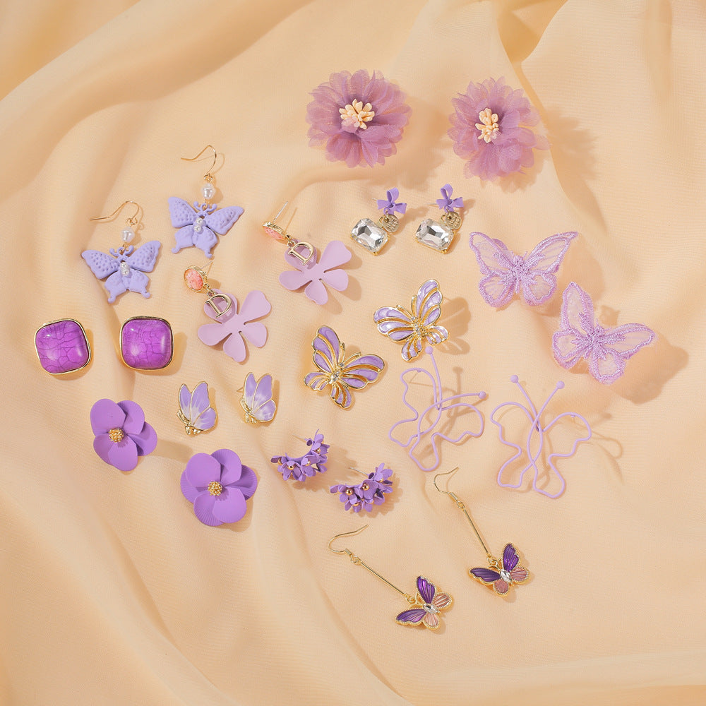 S925紫色花朵簡約耳環－商品主圖｜https://igowo.tw/