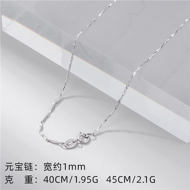 S925純銀項鏈蛇骨瓜子單心元寶扭麥粒十字間珠單裸鏈配鏈廠家