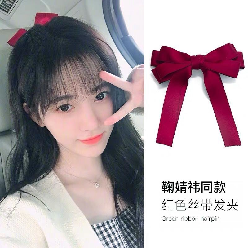 黑色蝴蝶結髮夾－綠色款實拍｜https://igowo.tw/