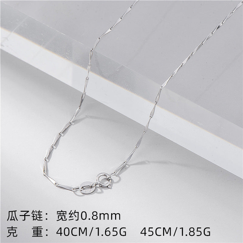 S925純銀項鏈蛇骨瓜子單心元寶扭麥粒十字間珠單裸鏈配鏈廠家