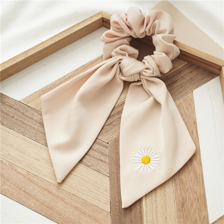 緞帶雛菊刺繡髮圈