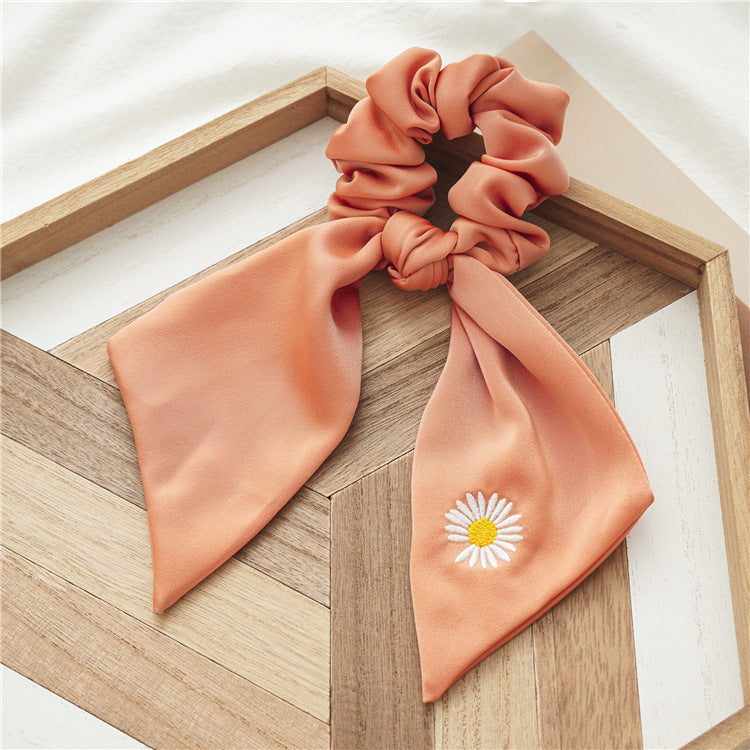 緞帶雛菊刺繡髮圈