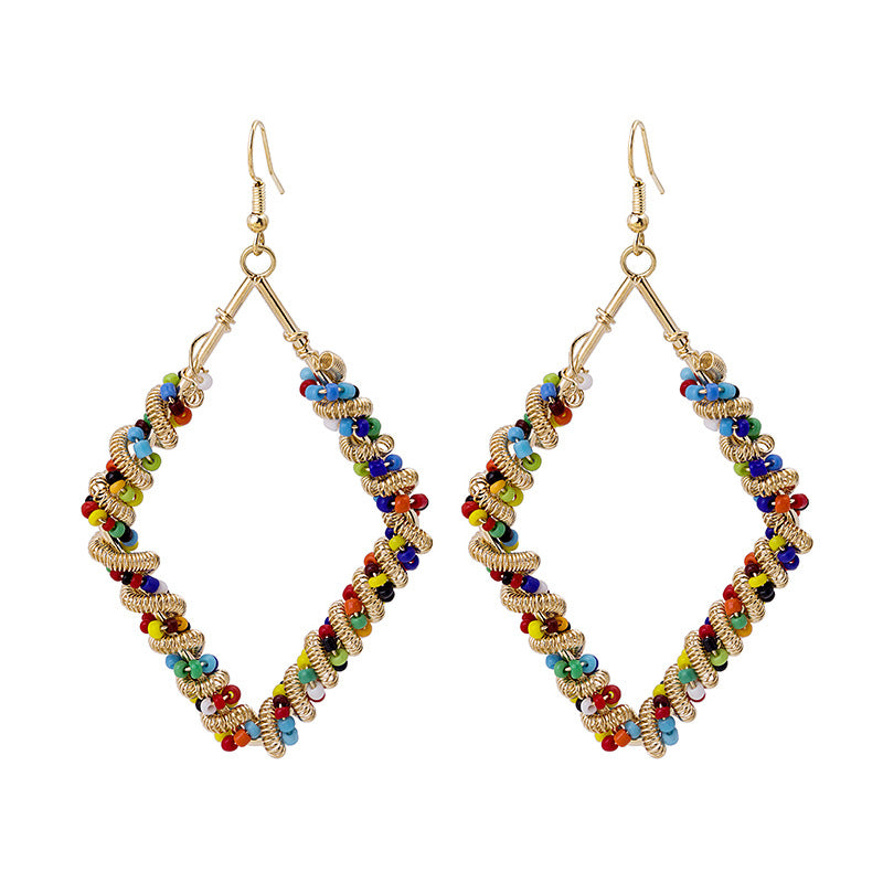撞色串珠幾何纏繞耳環－6/圓形款細節｜https://igowo.tw/
