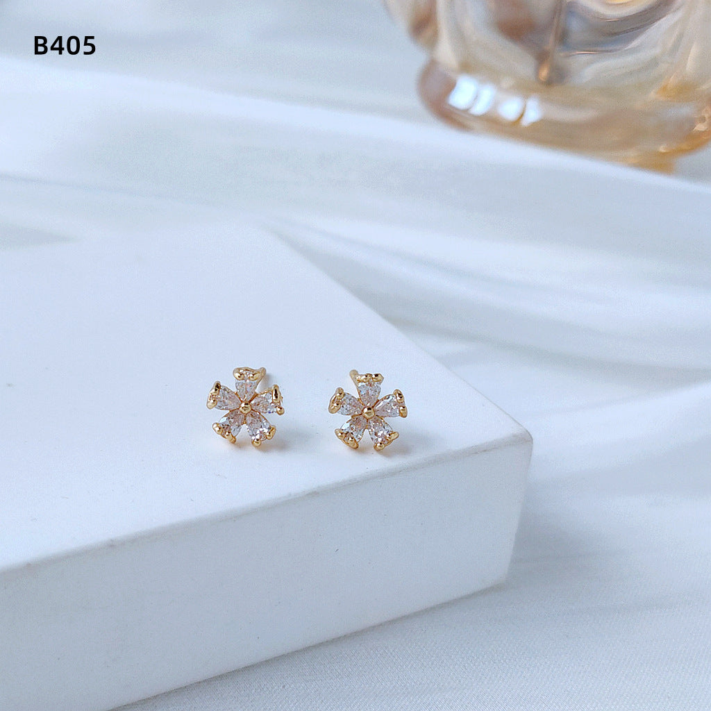 鋯石蝴蝶結微鑲耳釘