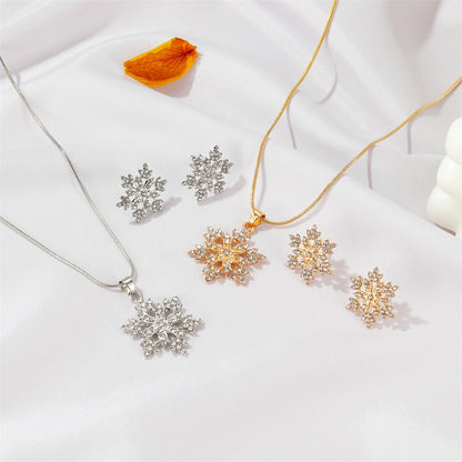 鋯石雪花項鍊耳環組－03 白K款細節1｜https://igowo.tw/