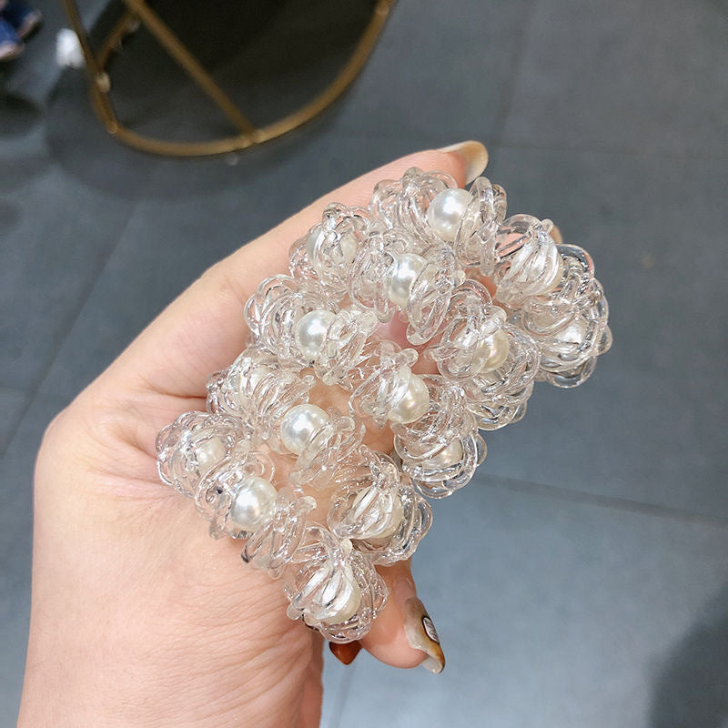 透明珍珠魚尾簡約髮圈－商品主圖｜https://igowo.tw/
