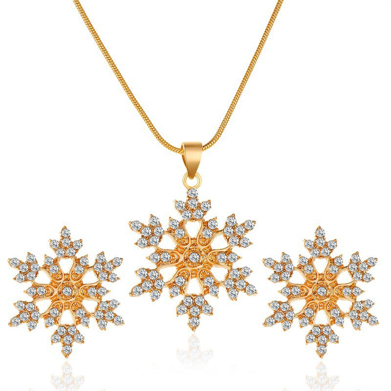 鋯石雪花項鍊耳環組－第二視角實拍｜https://igowo.tw/
