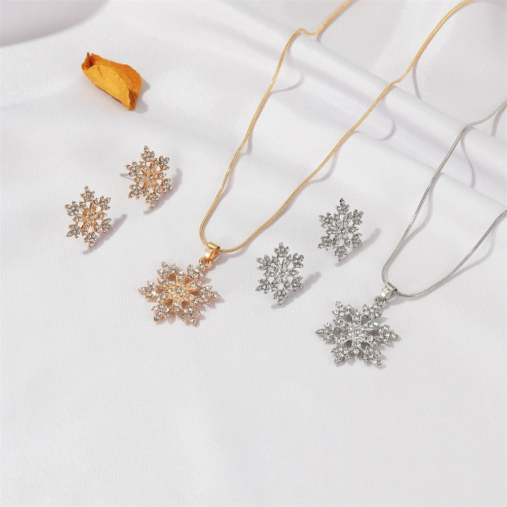 鋯石雪花項鍊耳環組－商品主圖｜https://igowo.tw/