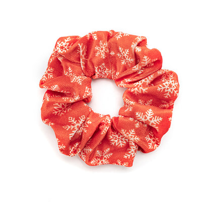 紅色絨面大腸圈髮圈－紅色雪人小鹿款細節｜https://igowo.tw/