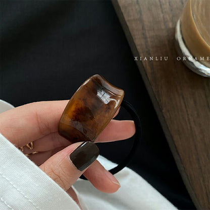 醋酸板材幾何髮圈－寬版豆綠款細節｜https://igowo.tw/