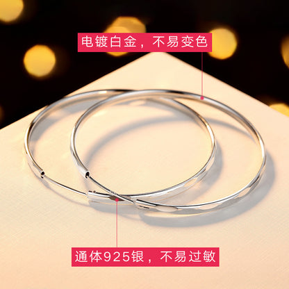 S925圓圈耳環－菱形直徑55MM款細節｜https://igowo.tw/