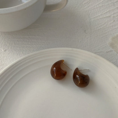 樹脂圓珠水滴復古耳環