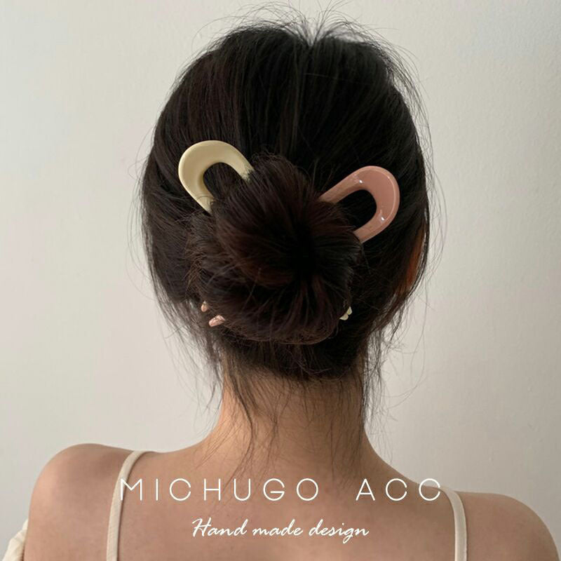 壓克力U形簡約髮簪－商品主圖｜https://igowo.tw/