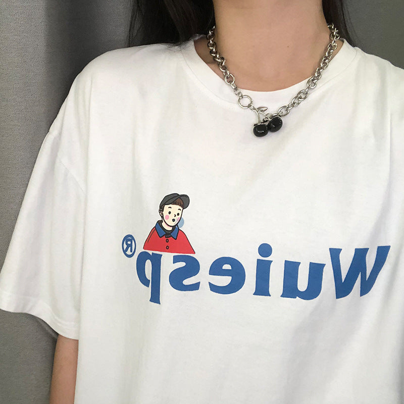 黑色鈦鋼櫻桃墜飾項鍊－商品主圖｜https://igowo.tw/