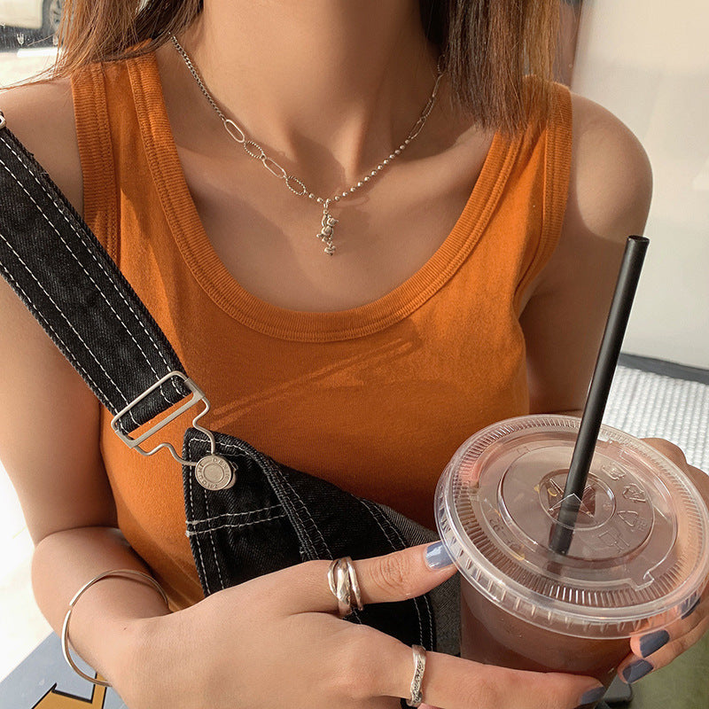 S925小熊愛心墜飾項鍊－笑臉款細節｜https://igowo.tw/