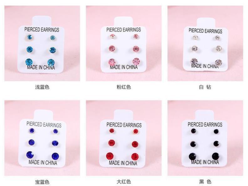 簡約耳釘三對組－淺藍款細節｜https://igowo.tw/