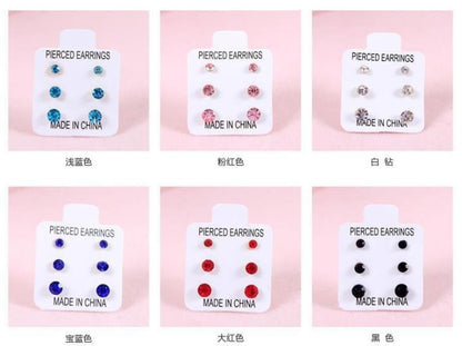 簡約耳釘三對組－淺藍款細節｜https://igowo.tw/