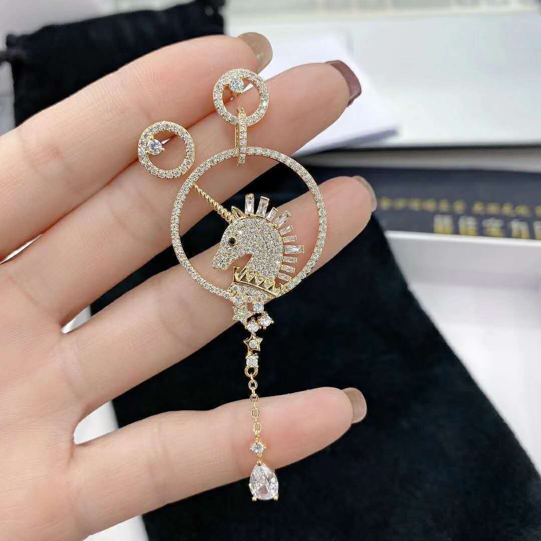 S925鋯石不對稱耳環