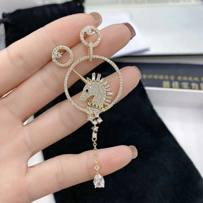S925鋯石不對稱耳環