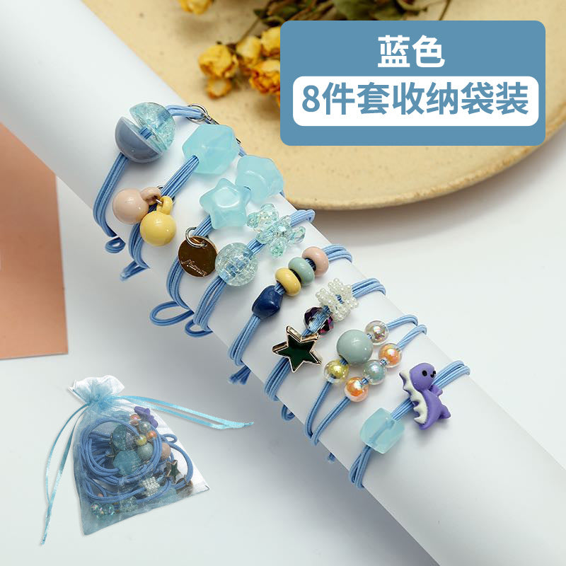 簡約髮圈八件組－天空藍8件套款實拍｜https://igowo.tw/