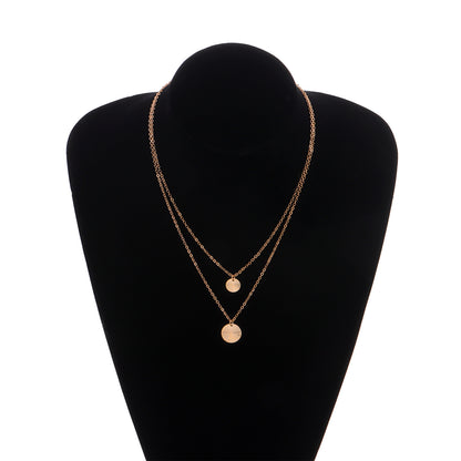 圓片雙層墜飾簡約項鍊