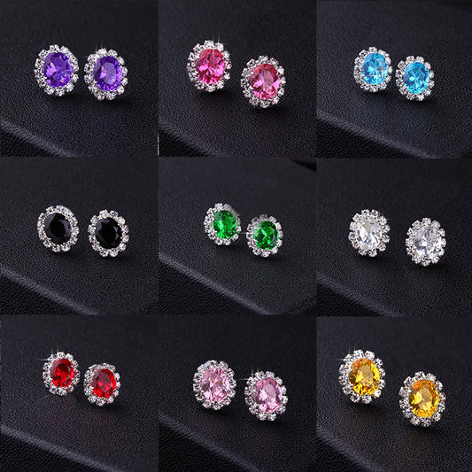 鋯石橢圓耳釘－商品主圖｜https://igowo.tw/