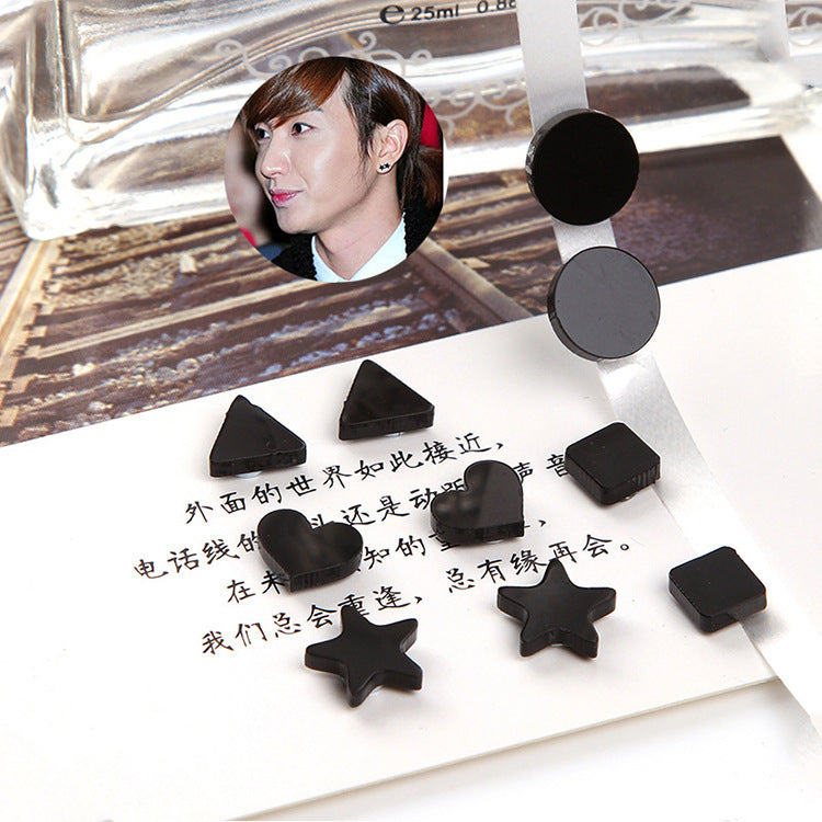 黑色磁吸耳夾－2五角星款實拍｜https://igowo.tw/