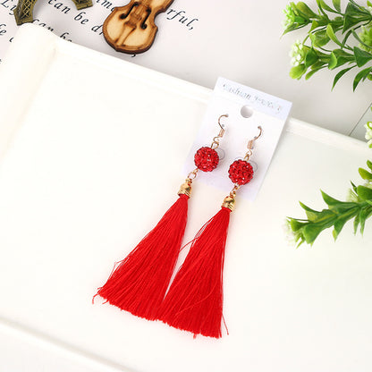紅色古典流蘇復古耳環