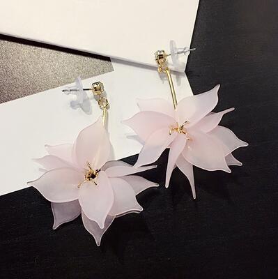 花朵流蘇長版耳環－4墨蘭款細節｜https://igowo.tw/