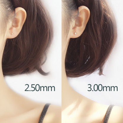 S925 純銀韓版耳釘女男迷你銀色圓珠養耳骨釘銀飾