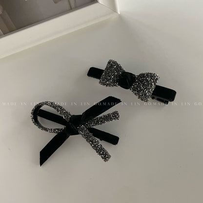 鋯石蝴蝶結交叉髮夾－蝴蝶結款實拍｜https://igowo.tw/