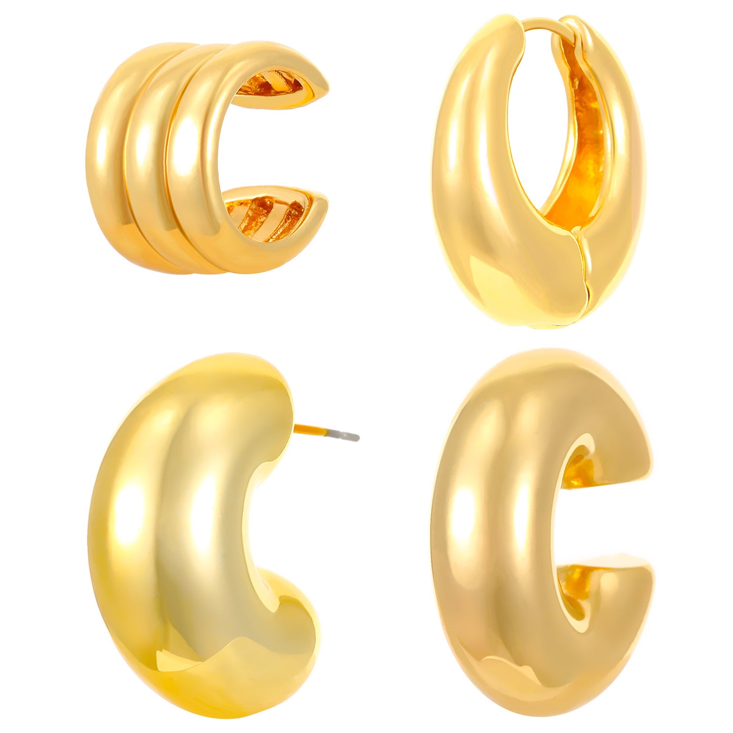 圓圈誇張復古耳環套組－細節特寫3｜https://igowo.tw/