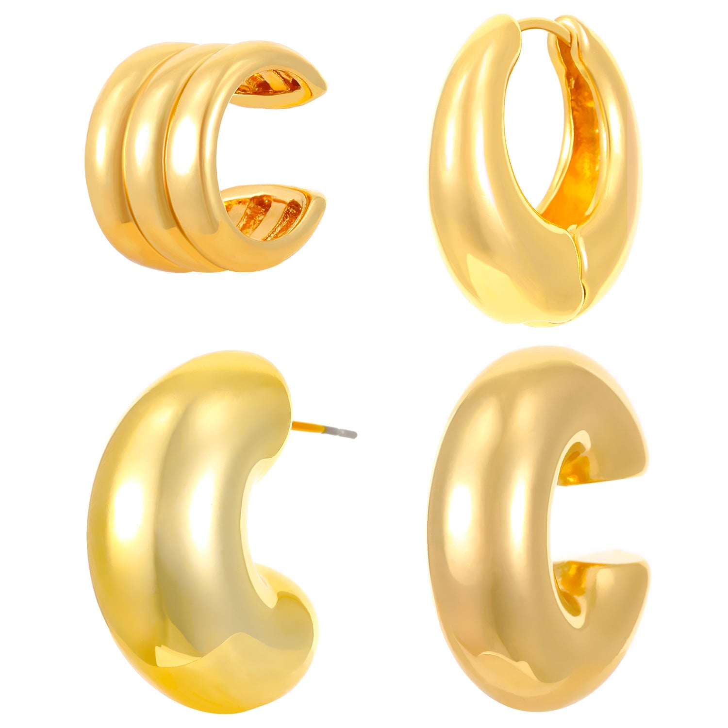 圓圈誇張復古耳環套組－細節特寫3｜https://igowo.tw/