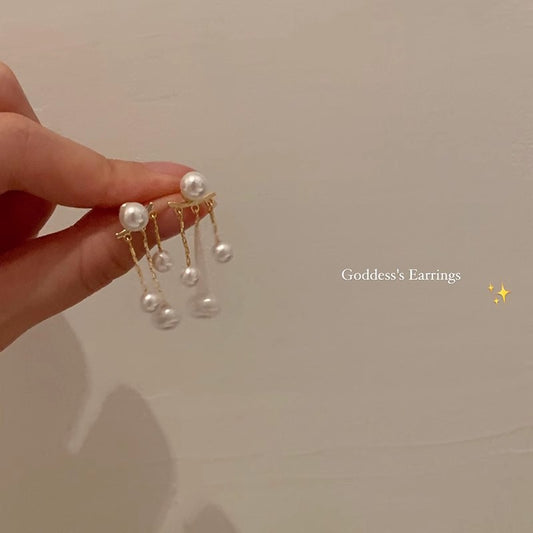 珍珠流蘇耳環－商品主圖｜https://igowo.tw/