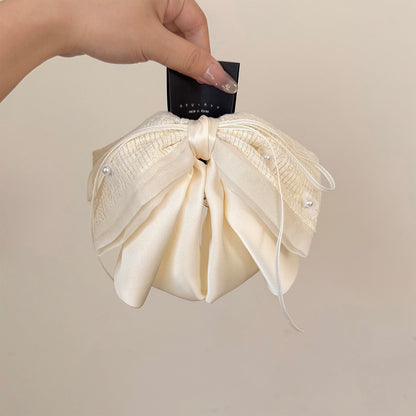 蕾絲布面蝴蝶結髮夾