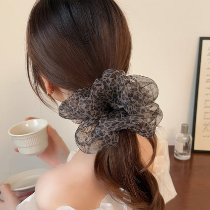 豹紋大腸圈復古髮圈－淺咖豹紋髮圈款細節｜https://igowo.tw/