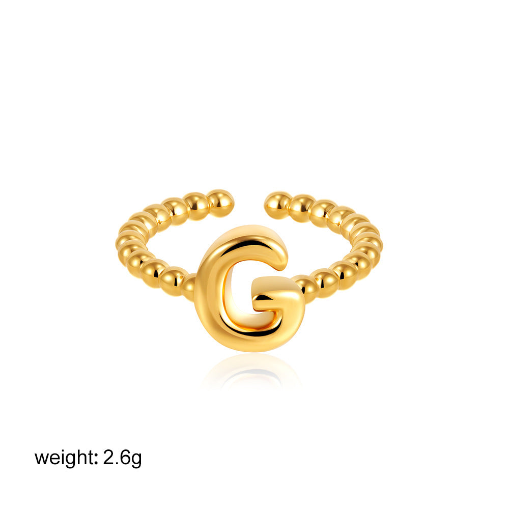 串珠字母可調式戒指－細節特寫13｜https://igowo.tw/
