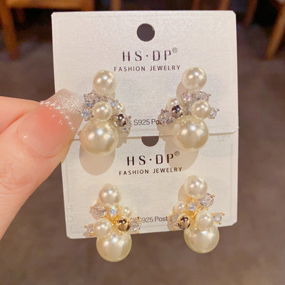 金屬圓珠鑲鑽耳環－商品主圖｜https://igowo.tw/