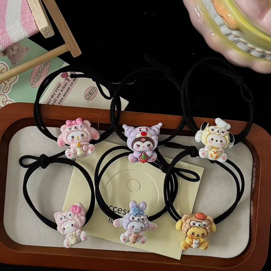黑色卡通髮圈－商品主圖｜https://igowo.tw/
