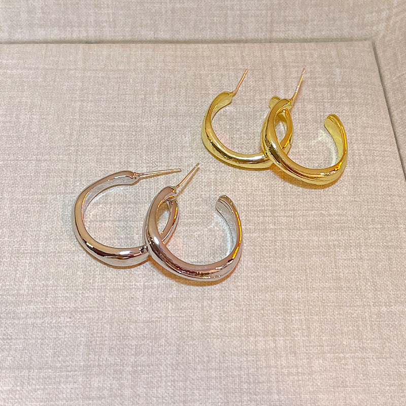 韓系C形金屬素圈耳環