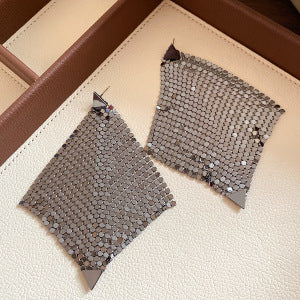 銀針三角形流蘇耳環
