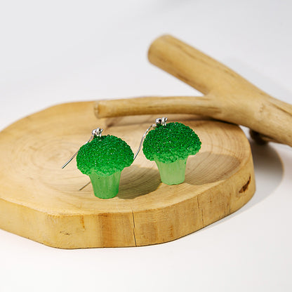 綠色樹脂花朵耳環－細節特寫1｜https://igowo.tw/
