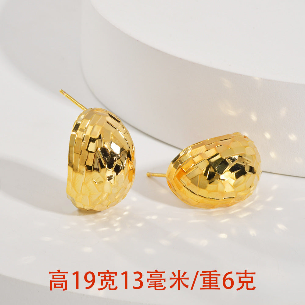 金色鋯石水滴簡約耳釘