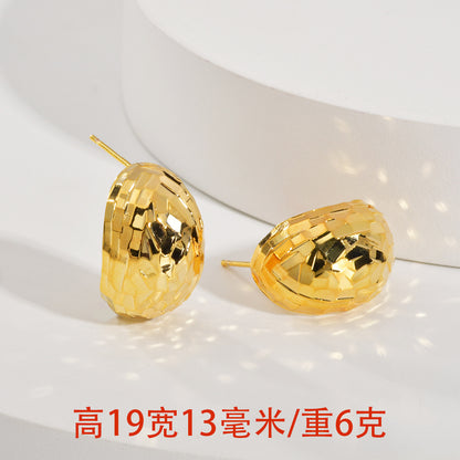 金色鋯石水滴簡約耳釘